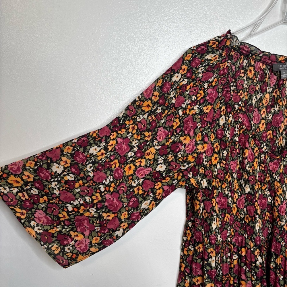 Ninety Clothing Co Floral Boho Tunic Top Women’s 1X Multicolor Rayon 3/4 Sleeve - Picture 5 of 12